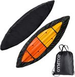 7.8-18ft Waterproof Kayak Canoe Cover-Storage Dust Cover UV Protection Sunblock Shield for Fishing Boat/Kayak/Canoe 7 Sizes [Choose Color] (Black(Upgraded), Suitable for 9.3-10.5ft Kayak)