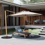 Grand patio Garden Cantilever Umbrella Outdoor Offset Umbrella Dual Tilt up to 90-Degree Canopy Faux Wood Grain Aluminum Round Patio Umbrella for Pool Garden Outdoor UPF 50+(Champagne)