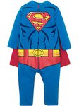 Warner Bros. Justice League Superman Baby Boys Hooded Costume Coverall & Cape (24 Months)