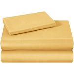 HOMEIDEAS 3 Piece Bed Sheets Set, Extra Soft Brushed Microfiber Fabric Bedding Sheets, Wrinkle & Fade Free - Flat Sheet, Fitted Sheet with 1 Pillowcases (Single, Gold)