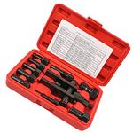 Angoily Bearing Puller Bearing Separator Kit: 10pcs Blind Hole Collet Bearing Race and Seal Puller Extractor Kit Slide Hammer Pilot Insert Inner Internal Bearing Removal Tool Set, Red, 21.8x15cm
