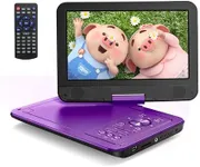 Yoton 12.5" Portable DVD Player with 10.5" HD Swivel Screen, Easy Setup for Kids & Elderly, 6-Hour Battery Life, Includes AV Cable & Car Charger, Supports USB/SD Card(Not Support Blu-ray), Purple
