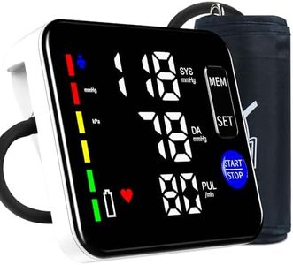 Blood Pressure Monitor Upper Arm Blood Pressure Monitors for Home Use Large Screen Rechargeable Bp Machine with 8.7"-16.5" Bp Cuff, 2x120 Memory, Voice Broadcast, Built-in Lithium Battery(Black)