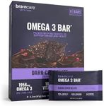 Brain Omega Bars - Fig & Dark Chocolate Gluten-Free Protein Snacks, 1,948mg Omega-3, Perfect High-Protein Meal Replacement Breakfast Bars for Healthy Adults (8 Count).