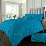 Rainbow Style Duvet Quilt Cover Pin Tuck Pinch Pleat Alexander Alford Reversible Diamond Bedding Set With Matching Pillowcase Teal Double 200cm x 200cm Approximate