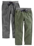 Simple Joys by Carter's Baby Boys' Toddler 2-Pack Pull on Pant, Green, Gray, 5T