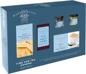 Tea & Biscuits Gift Set - Traditional Time For Tea Gift Hamper with Strawberry Jam, Lemon Curd, Brandy Fruit Cake & more 300g with Topline Card. Christmas Hamper Gifts for Couples & Stocking Fillers