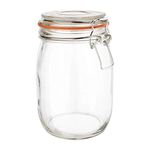 Vogue Clip Top Round Glass Jar - 1000 ml / 1 Litre, Preserve Jar, Reusable Jam Jar, Airtight Food Storage, Kitchen Preserving and Pickling, Spice or Herb Container, P492