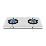 Sunshine Falcon 2 Burner | Ultra Slim 2 Burner Stainless Steel Gas Stove | Ergonomic Knob, Brass Burner, 5G Technology | Manual Ignition, LPG Ready & PNG Compatible (Silver)