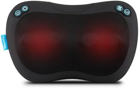 HoMedics Everybody Shiatsu Massage Pillow with Heat – Lower Back, Neck & Shoulder Deep Tissue Muscle Massager with 4 Rotating Nodes, 2 Directions, Heated Massage Cushion, Muscle Discomfort Ease