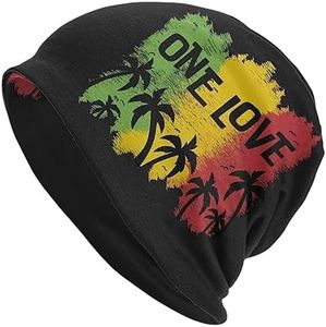 Suyxkop One Love Music Reggae Rasta Jamaican Beanie hat Knit hat Skull Cap Slouchy Warm Headwear for Jogging Cycling Adult Women Men