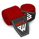 WFX Boxing Hand Wraps 3.5 4.5 Meter Martial Arts Bandages Inner Gloves Wrist Support Straps Punching Under Hand Knuckles Heavy Elasticated Training Bag Mitts Muay Thai (4.5 M, Red)