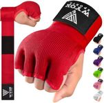 WYOX Gel Boxing Hand Wraps Inner Gloves for Men and Women, Quick 80cm Long Wrist Straps, Elasticated Padded Boxing Wraps for Muay Thai, MMA, Kickboxing, Martial Arts Training Bandages (Red, L/XL)