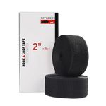 Sew on Hook and Loop Style 2 Inch Non-Adhesive Back Nylon Strips Fabric Fastener Non-Adhesive Interlocking Tape Black,5 Yard