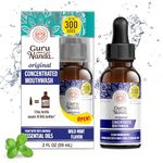 GuruNanda Concentrated Mouthwash, Helps with Bad Breath, Promotes Teeth Whitening, Made with 100% Natural Essential Oils, 1 Bottle Equals 300 Rinse, Fluoride-Free - Mint Flavored (60 mL)