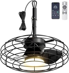 Coolbull Outdoor Ceiling Fans with Light for Patios, 20'' Wet Rated Gazebo Fan Remote&APP Control, Dimmable Hanging Fan with Plug in Cord for Pergola, Black