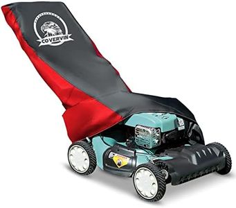 COVERVIN heavy duty waterproof oxford fabric material 300D walk-behind mower cover with UV protection, dust protection and windproof buckle for all kinds of bad weather (black and red).