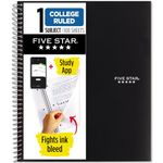 Five Star 1-Subject Spiral Notebook, 8.5" x 11" Sheet Size, College Ruled, 200 Pages/100 Sheets, Neat Sheet Perforated Pages, Wirebound, Black Poly Cover, 1 Notebook (72057)