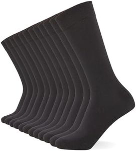 FM London (Confezione da 10) Calzini uomo antiscivolo - Calze uomo confortevoli - Calzini in cotone uomo adatti per il lavoro e l'uso casual - Traspiranti, resistenti alle macchie, Antracite, 39-46