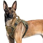 rabbitgoo Dog Harness No Pull, Military Dog Harnesses for Large Dogs with Handle & Molle, Easy Control Service Dog Vest Training Walking, Adjustable Reflective Tactical Pet Harness, Brown Camo, XL