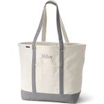 Lands' End Natural Long Handle Open Top Canvas Tote Natural/silver Graphite Medium No Sz