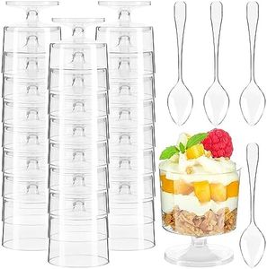 Kucoele 100 Pack 2 OZ Mini Dessert Cups with Spoons, Reusable Plastic Wine Cups Small Clear Party Serving Cups for Parfait Appetizer Pudding MousseTasting