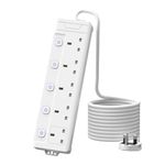 3M Extension Lead, 5 Way Extension Lead with Individually Switches (with LED Indicator), MSCIEN 3 Metre Extension Lead with Wall Mounted, 5 Plug Extension with for Dorm Kitchen Office Home, White