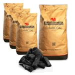 Marienburg Organic Lumpwood Charcoal BBQ - Sustainable, Smokeless, Odorless, Ready in 15 Minutes!, 95% 5-20cm Pieces 50L Bag - Effortless Ignition - Restaurant Grade Charcoal Quality! (4x50L)