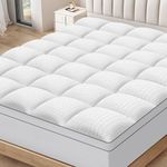 MASVIS Queen Mattress Topper for Back Pain Extra Thick Mattress Pad Cover with 8-21 Inch Deep Pocket Pillow Top Mattress Topper Overfilled with Down Alternative, White