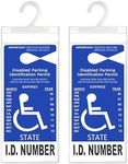 LotFancy Handicap Placard Holder- 10.6" x 5", Ultra Transparent Disabled Parking Placard Protector Hanger Sleeve - Pack of 2, with Plastic Large Hanger
