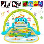 Lypsochaat Dinosaur Baby Play Gym Mats Tummy Time Toys, Black and White High Contrast Sensory Baby Toys 0-3 0-6 Months, Kick Piano Rattles Baby Activity Center Baby Gift for Newborn Infant Boys Girls