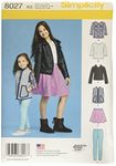 Simplicity 8027 Child's and Girl's Jacket, Tops, Skirts, and Leggings Sewing Patterns, Sizes 7-14