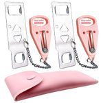 AceMining Portable Door Lock Home Security Door Locker Travel Lockdown Locks for Additional Safety and Privacy Perfect for Traveling Hotel Home Apartment College-Pink(2 Pack)