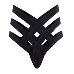 FYMNSI Men’s Sexy Bandage G-String Bulge Pouch Briefs Thong T-Back Strap Bikini Underwear Sleepwear Lingerie Underpants - black - Large