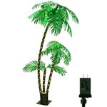 6Ft Lighted Palm Tree,LED Artificial Fake Palm Tree Lights,3 Trunks 217 LED Tropical Palm Tree Fake Plant Light for Outside Patio Home Beach Yard Hawaiian Party Tiki Bar Poolside Deck Christmas Decor