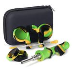 SUNNEKO Silicone Honeybee Vapor Straw,Silicone Honey Straw Kit, Dab Straw,Oil Rigs Bowls,Collector,Titanium Tip,6.5” Silicone Wax Carving Travel Tools Kit with Travel Case (Yellow&Black)