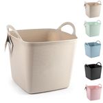 Heavy Duty Plastic Flexi Tub Home Garden Flexible Storage Bucket Laundry Toys Kitchen Bucket, Rubble Container, 2-Handled Recycled Tub (16L - Taupe Flexi Tub)