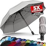 TUMELLA Strongest Windproof Travel Umbrella (Compact, Superior & Beautiful), Small Strong but Light Portable and Automatic Folding Rain Umbrella, Durable Premium Grip, Fits Car & Backpack