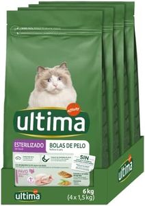 Ultima Esterilizado Bolas de pelo Pavo, Comida seca para gatos, Pack de 4 x 1,5kg, Total 6kg