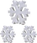 Duadecor 3PCS Large Christmas Wooden Snowflake Decorations- Winter Decor Snowflake Block- Chunky Farmhouse Snowflake Centerpieces for Table- Christmas Wood Snowflake Decor (White)