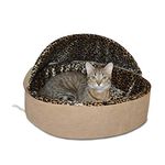 K&H Pet Products Thermo-Kitty Heated Pet Bed Deluxe Small Tan/Leopard 16" 4W