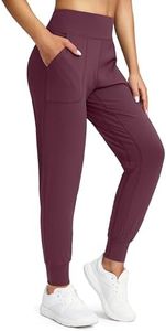 Soothfeel Women's Joggers with Zipper Pockets High Waisted Athletic Workout Yoga Pants Joggers for Women, Wine, Medium