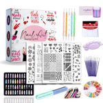 Royalkart Nail Art Kit for Women Proffesional |48 pcs Glitter Rihnestones set|French Nail Stamper,15pcs Brush Set,5 dotting pen,Stripping Tape,Nail Buffer,Finger Tip Guide,Fimo Clay wheel |Gift for Girl Combo set(RK 6-10 series)