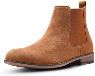 Chelsea Boots for Men Suede Casual - Ankle Chukka Dress Slip on Boots Waterproof QEXXM01-TAN-8.5