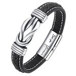 To My Son Braided Leather Bracelet Leather Bracelet for Men Boys Handmade Braided Rope Wristband Bracelet Stainless Steel Inspirational Wristband Gifts for Son (To My Son, Twist)