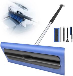 helloleiboo 48.8" 4-in-1 Snow Broom and Snow Brush for Car | Detachable and Interchangeable Heads: Snow Broom, Snow Brush, Ice Scraper and Ice Chopper for Complete Winter Car Cleaning