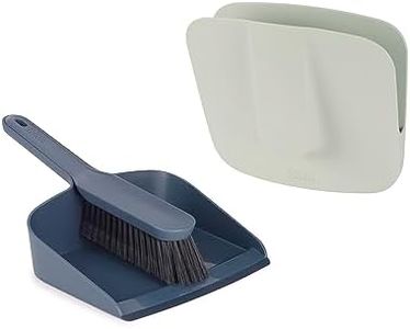 Joseph Joseph CleanStore Wall-Mounted Indoor Dustpan & Brush Set with Dust-Shield Compact Storage, Sweeping Floor Brush with Rubber Pan Edge and Soft Bristles