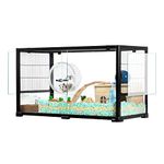 OIIBO Large Glass Hamster Cage, 2 in 1 Hamster Cage with Both Wire and Glass Side, Chew-Proof Dwarf Hamster Cage with Big Room, 32" L x 16" W x 18" H Dual Use Hamster Cge Reptile Terrarium