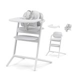 Cybex LEMO 2 Convertible High Chair, 3-in-1 Set, Grows with Child up to 209 lbs, One-Hand Height and Depth Adjustment, Anti-Tip Wheels Safety Feature - All White