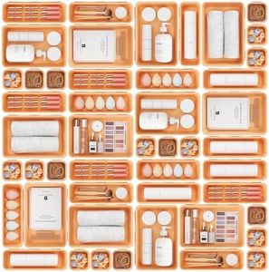 A-LUGEI【𝟰𝟲𝗣𝗖𝗦】【5 Size】Tool Box Organizer Tray Divider Set, 【Orange】 Desk Drawer Organizer,Garage Organization and Storage Toolbox Accessories Rolling Tool Chest Cart Cabinet WorkBench Part